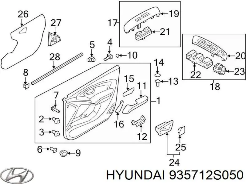 Unidade de botões dianteira esquerda de controlo de elevador de vidro Hyundai/Kia 935712S050 preço, a partir de 52,66 USD