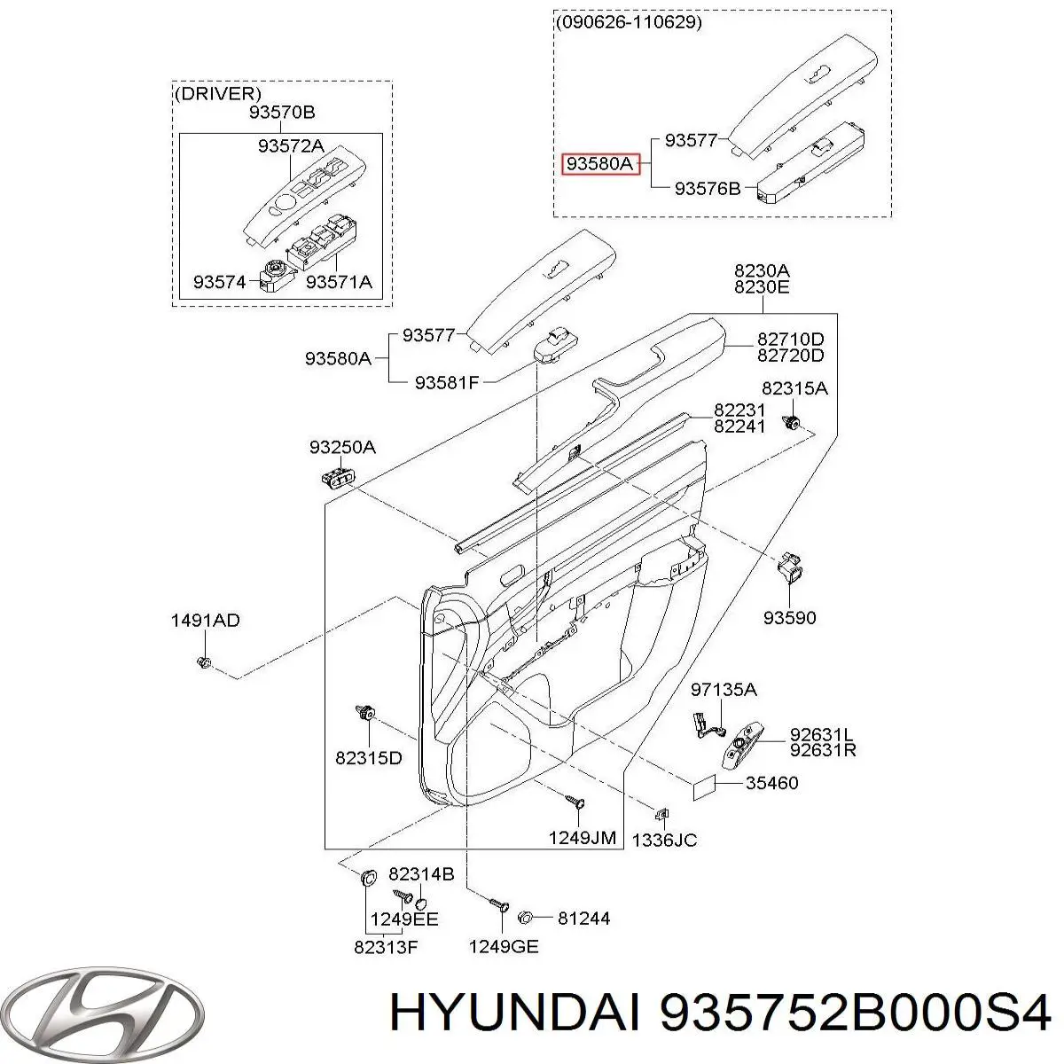 Unidade de controlo dos espelhos de retrovisão, na porta Hyundai/Kia 935752B000S4 preço, a partir de 37,46 USD