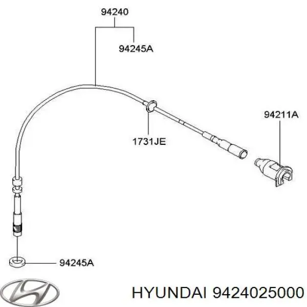 9424025000 Hyundai/Kia Cabo de acionamento de velocímetro