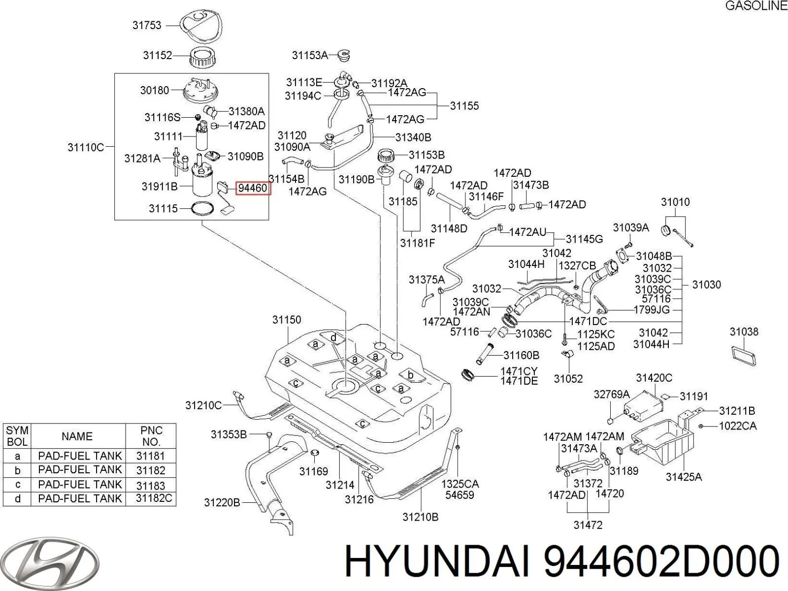 Compre 944602D000 Hyundai/Kia Sensor do nível de combustível no tanque
