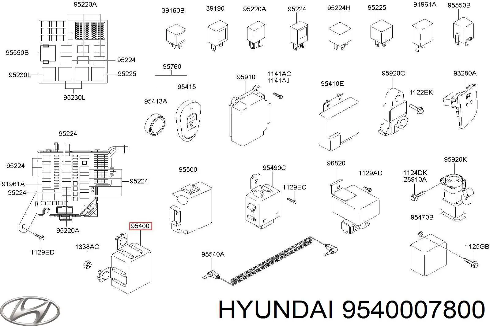 9540007800 Hyundai/Kia Módulo de direção (Centralina eletrônica) de imobilizador