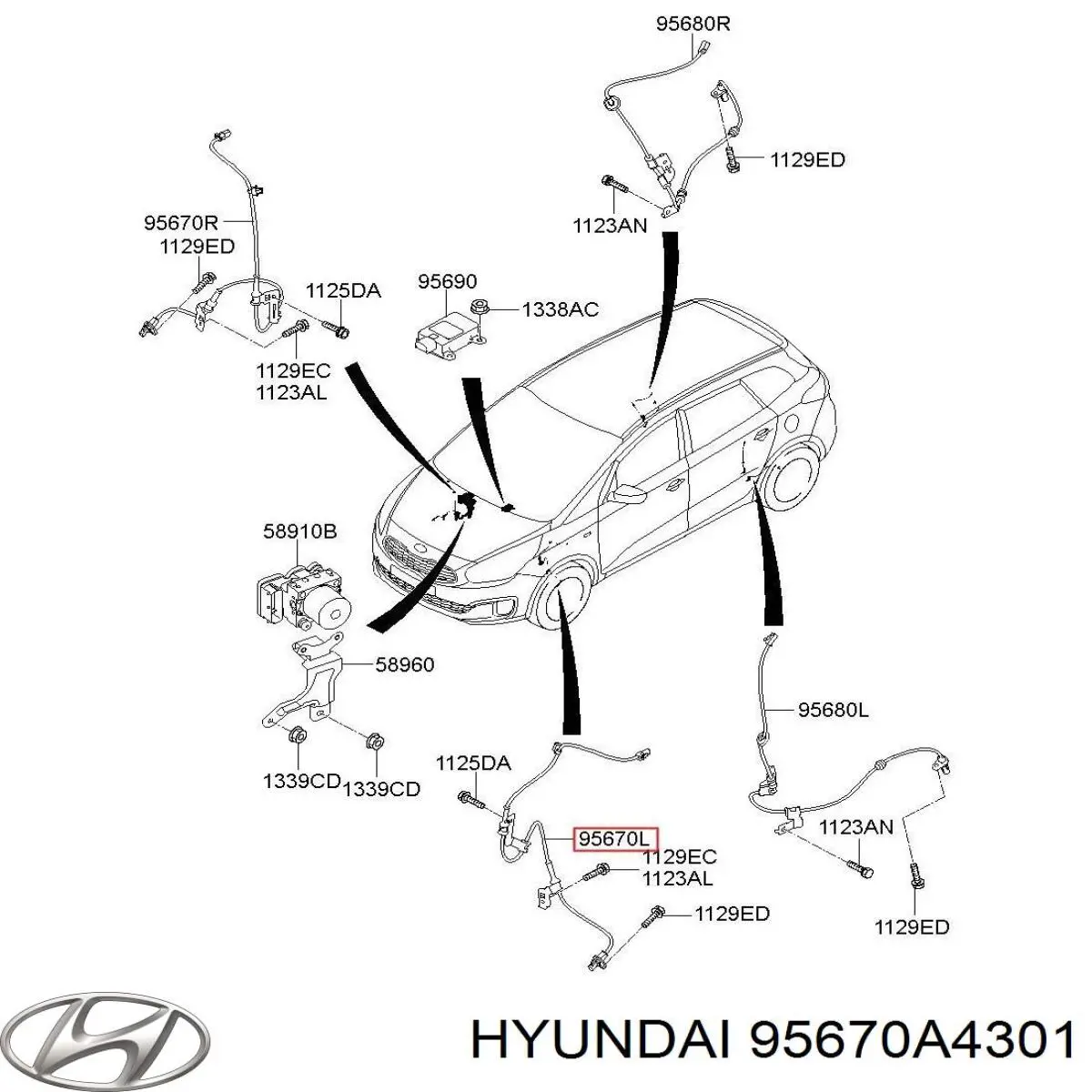 Sensor ABS dianteiro esquerdo Hyundai/Kia 95670A4301 preço, a partir de 198,24 USD