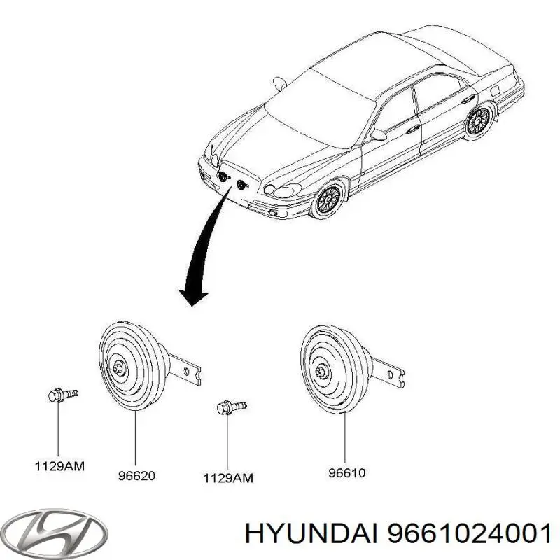 Sinal sonoro (cláxon) Hyundai Galloper  JK