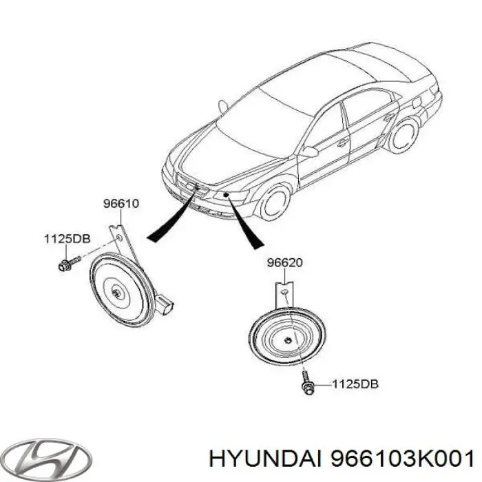 Sinal sonoro (cláxon) Hyundai/Kia 966103K001 preço, a partir de 37,46 USD