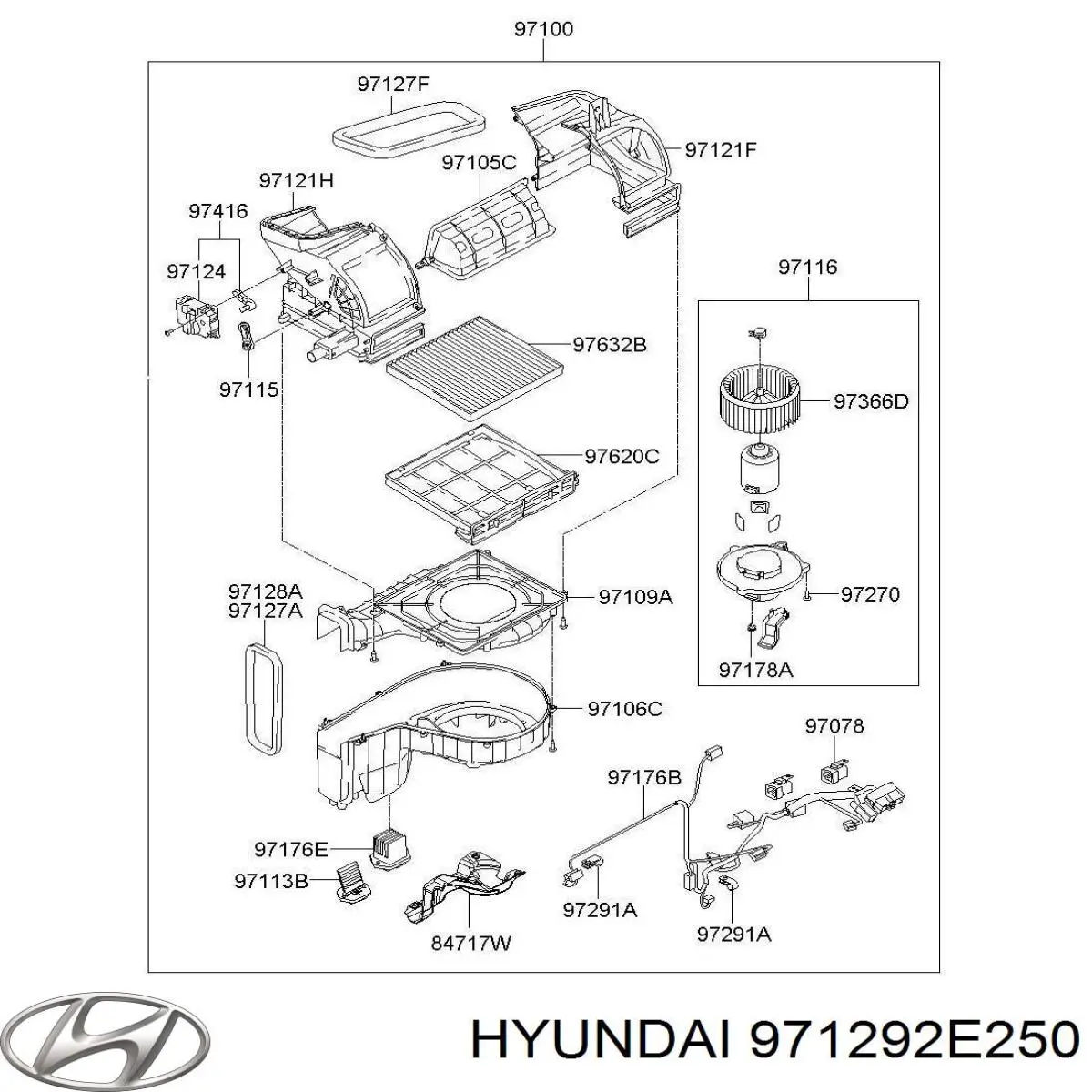 971292E250 Hyundai/Kia Carcaça de filtro de salão