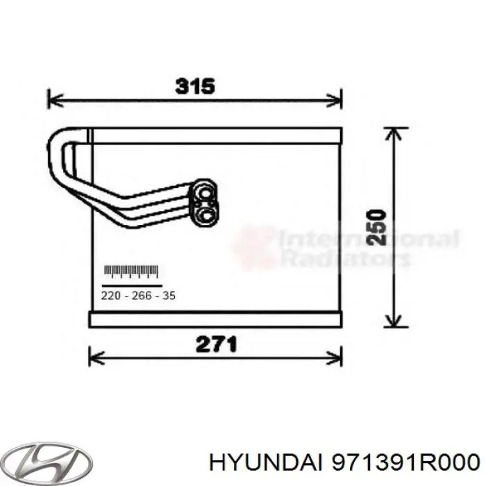 Vaporizador de aparelho de ar condicionado 971391R000 Hyundai/Kia