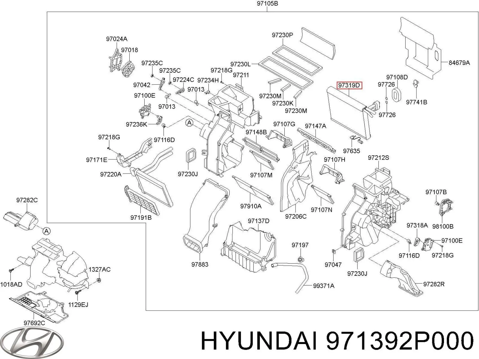 971392P000 Hyundai/Kia Vaporizador de aparelho de ar condicionado