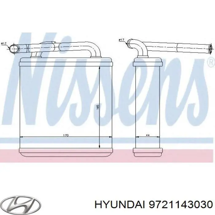 Radiador de forno (de aquecedor) Hyundai/Kia 9721143030 preço, a partir de 41,34 USD