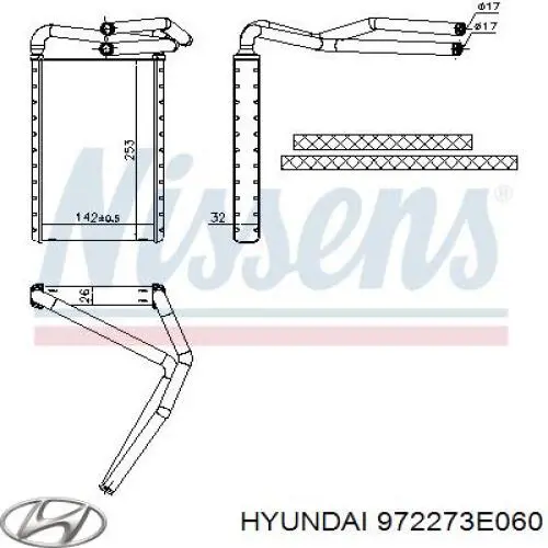 Radiador de forno (de aquecedor) Hyundai/Kia 972273E060 preço, a partir de 69,22 USD