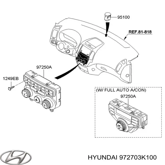 972703K100 Hyundai/Kia Sensor de temperatura de ar no salão