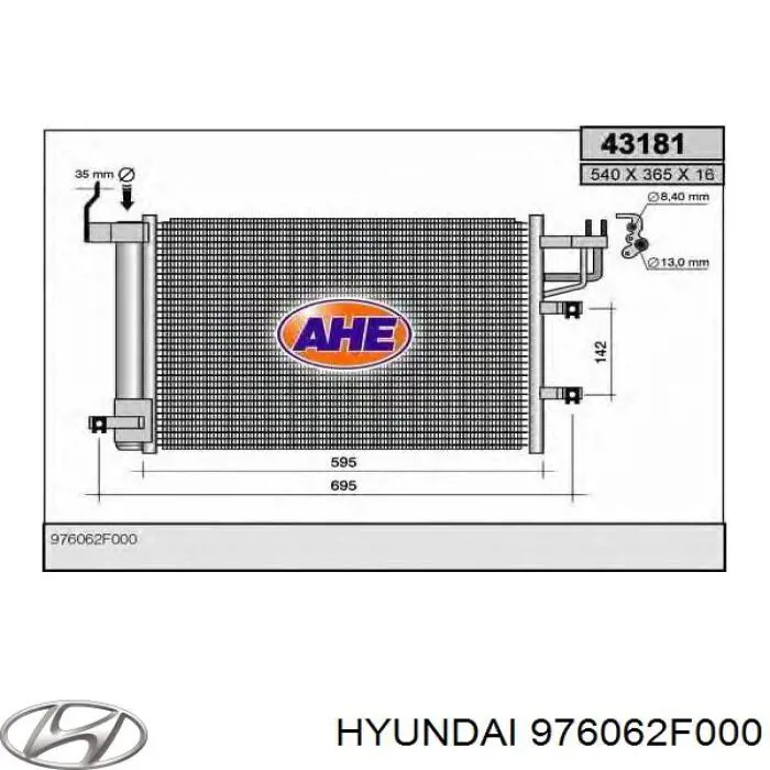 Radiador de aparelho de ar condicionado Hyundai/Kia 976062F000 preço, a partir de 88,53 USD