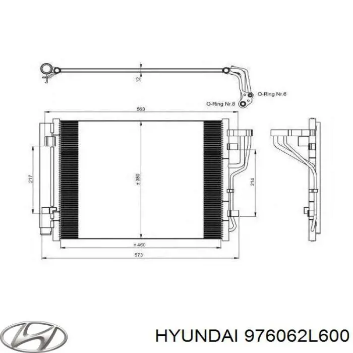 976062L600 Hyundai/Kia Radiador de aparelho de ar condicionado
