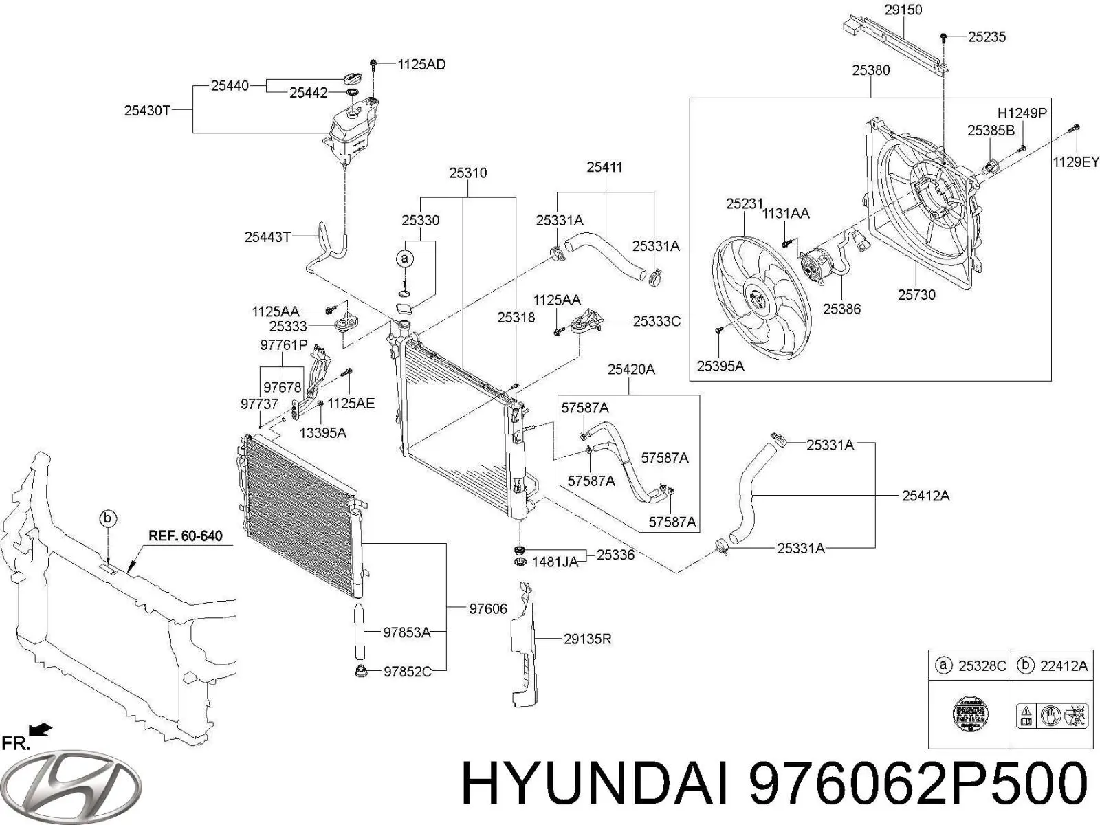 976062P500 Hyundai/Kia Radiador de aparelho de ar condicionado