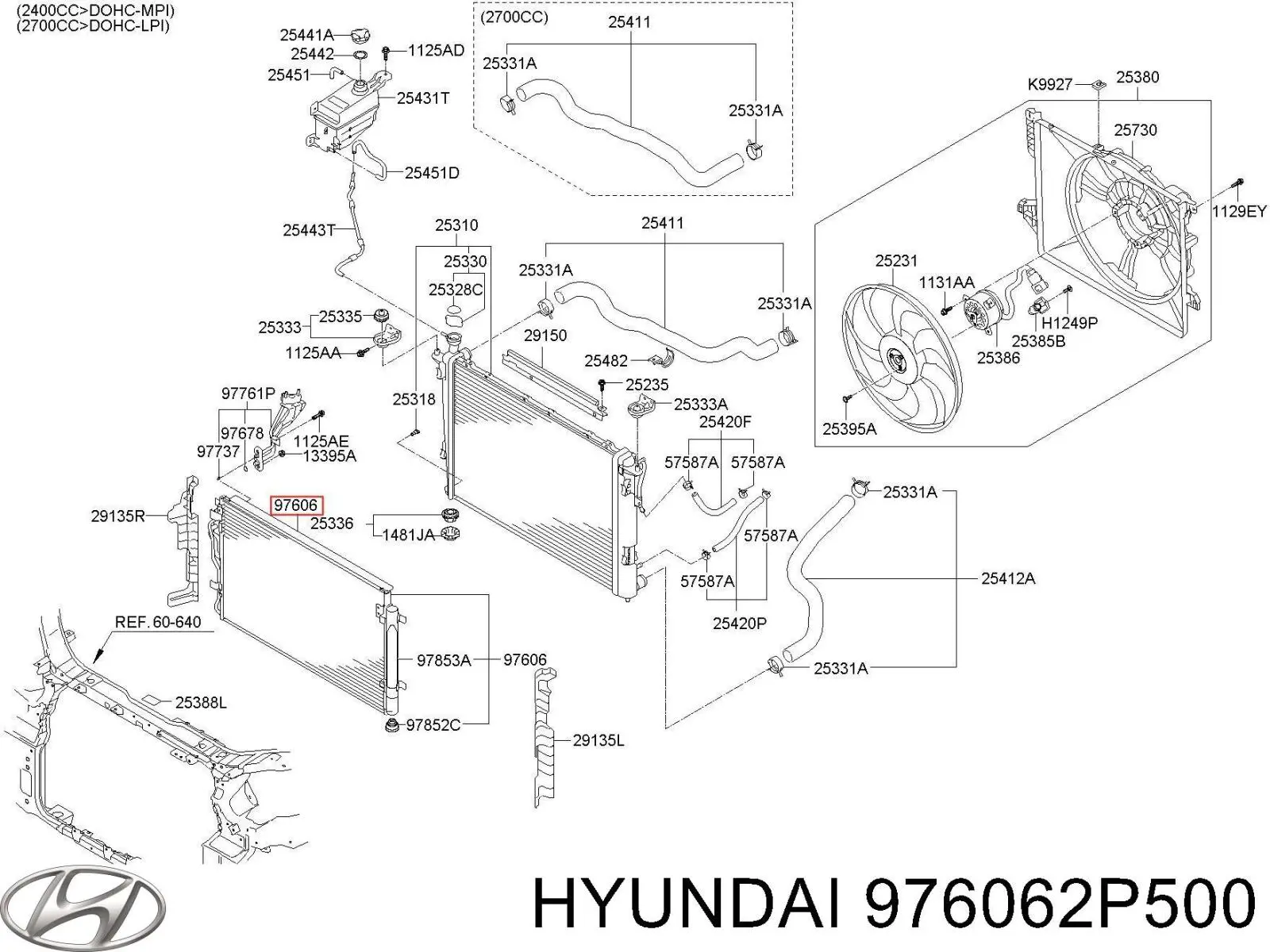 Compre 976062P500 Hyundai/Kia Radiador de aparelho de ar condicionado