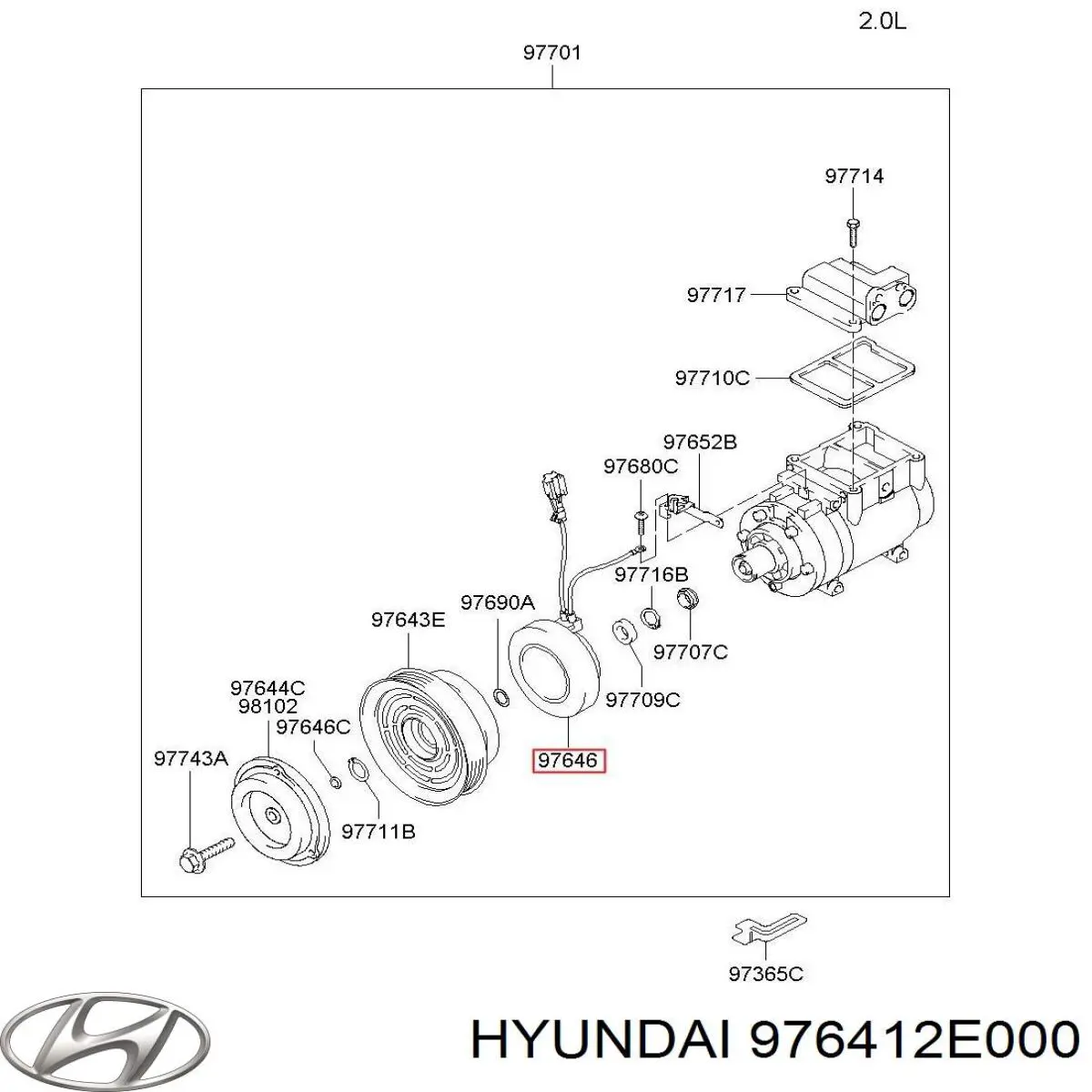 Compre 976412E000 Hyundai/Kia Acoplamento (bobina magnética) do compressor de aparelho de ar condicionado