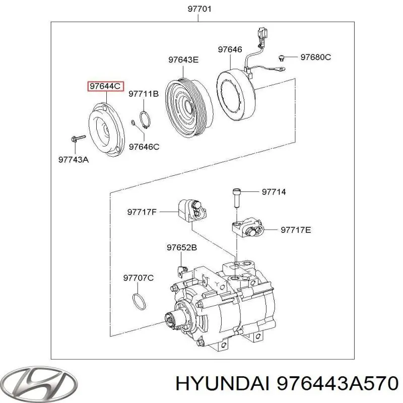Compre 976443A570 Hyundai/Kia Acoplamento (bobina magnética) do compressor de aparelho de ar condicionado