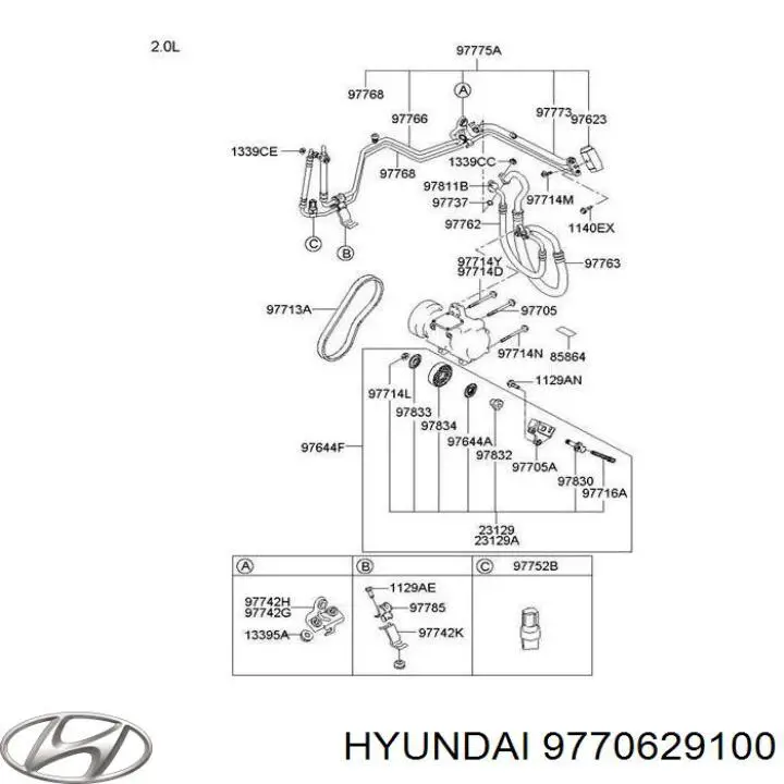 9770629100 Hyundai/Kia Rolo de reguladora de tensão da correia de transmissão