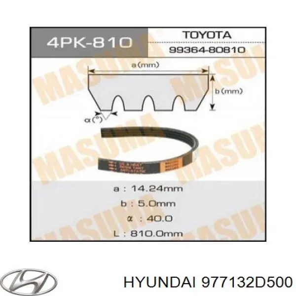 Correia dos conjuntos de transmissão Hyundai/Kia 977132D500 preço, a partir de 7,66 USD