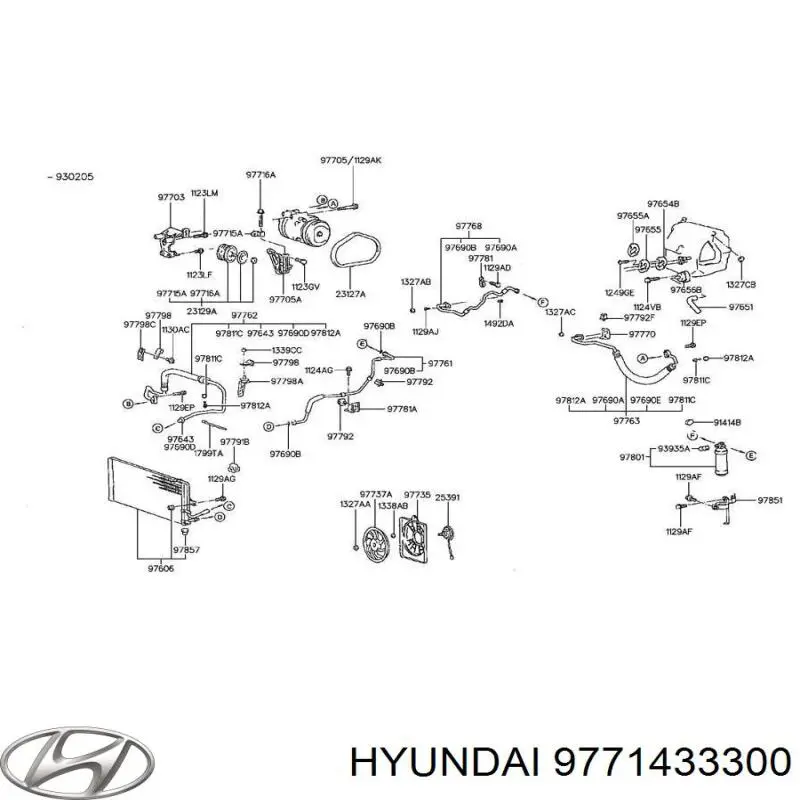 9771433300 Hyundai/Kia Parafuso do compressor de aparelho de ar condicionado