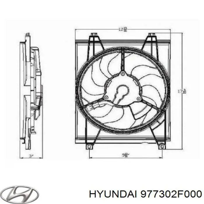 977302F000 Hyundai/Kia Difusor do radiador de aparelho de ar condicionado, montado com roda de aletas e o motor