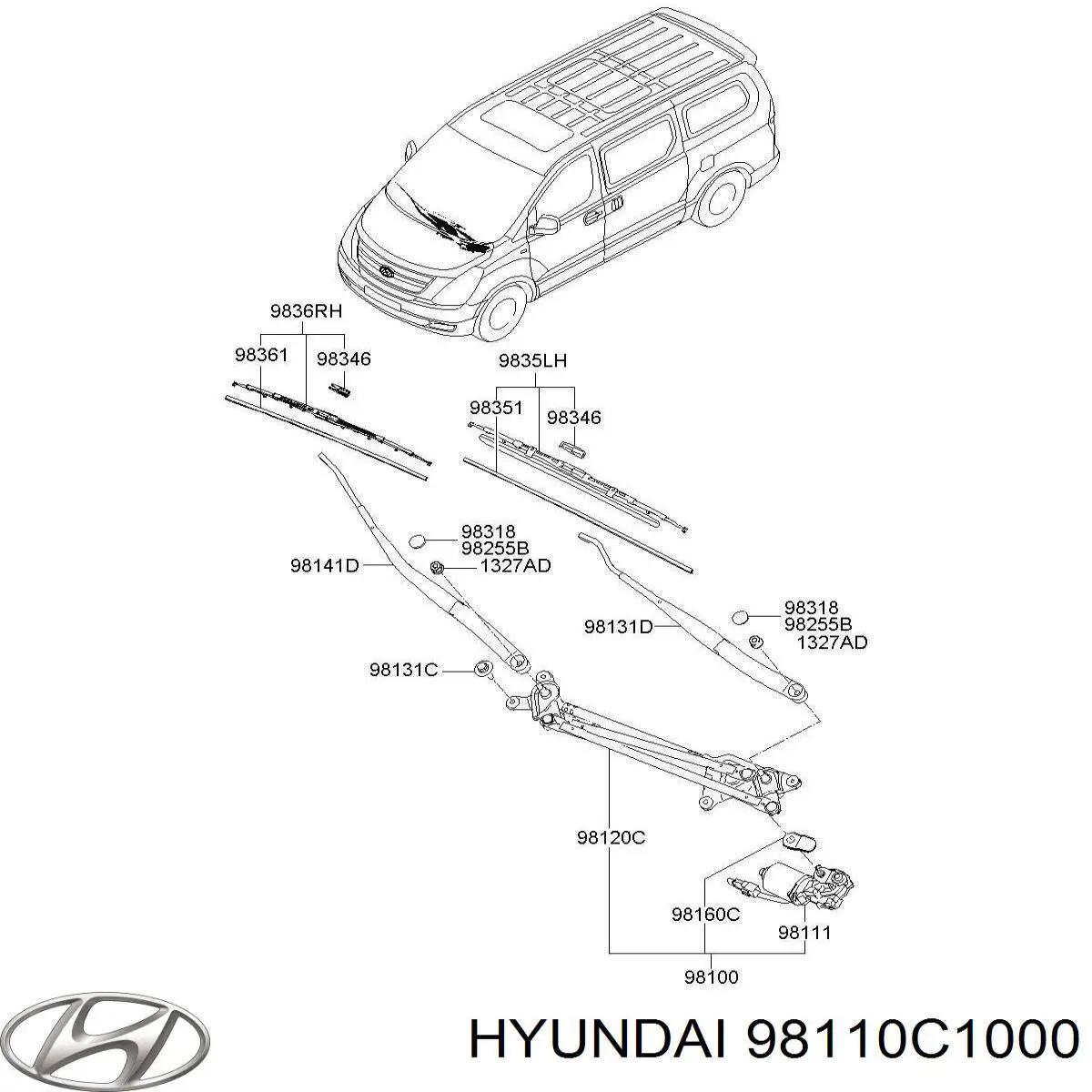 Motor de limpador pára-brisas do pára-brisas Hyundai/Kia 98110C1000 preço, a partir de 292,74 USD