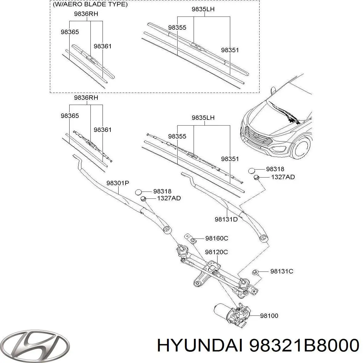 Braço de limpa-pára-brisas do pára-brisas para Hyundai Santa Fe III DM
