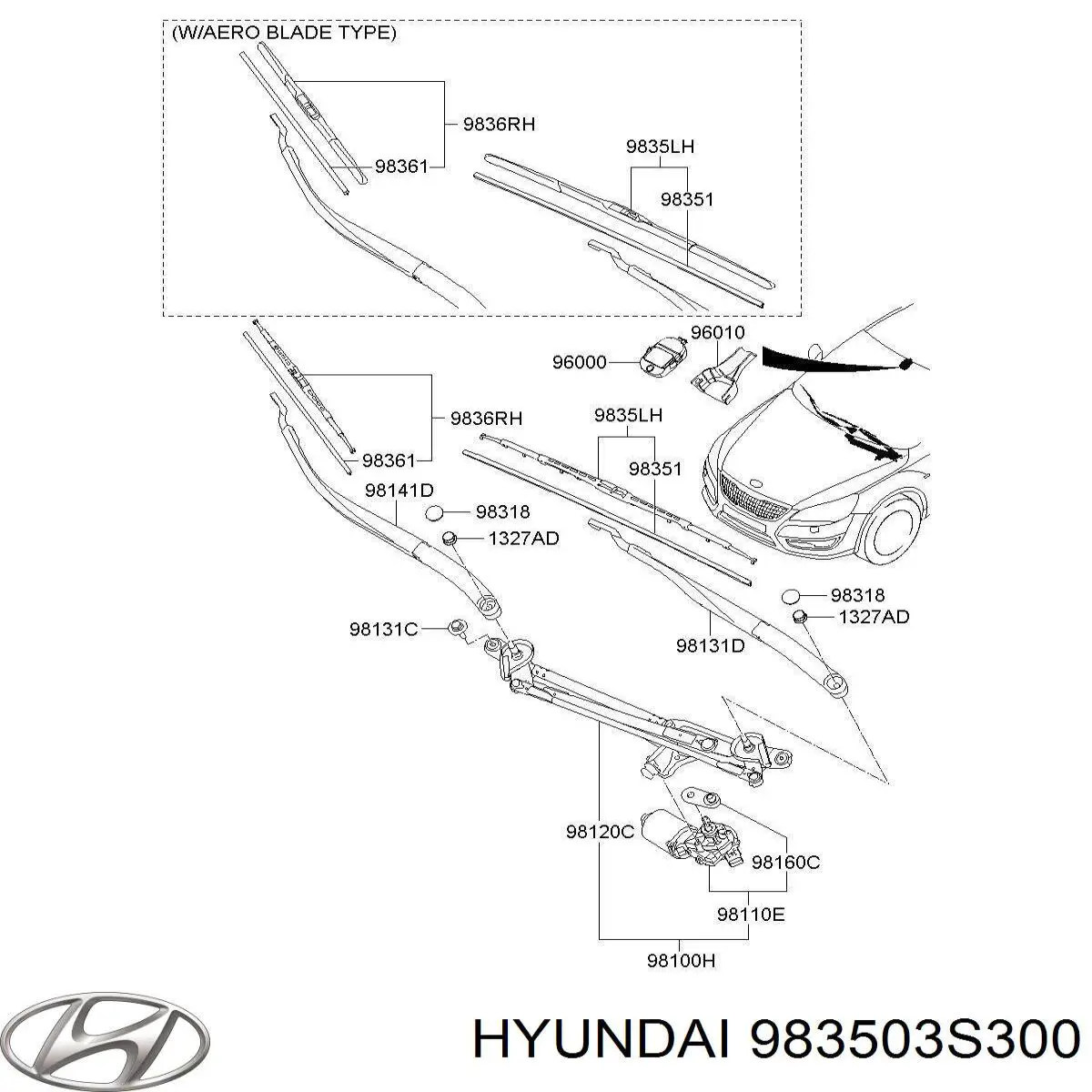 Limpa-pára-brisas do pára-brisas de condutor Hyundai/Kia 983503S300 preço, a partir de 29,19 USD