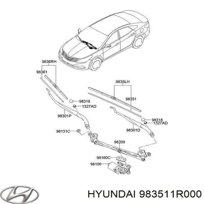 Elástico da escova de limpador pára-brisas de condutor Hyundai/Kia 983511R000 preço, a partir de 13,92 USD