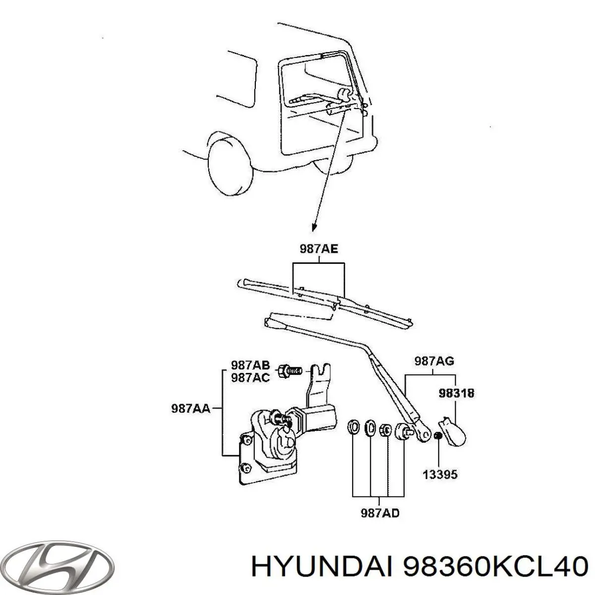 Compre 98360KCL40 Hyundai/Kia Limpa-pára-brisas do pára-brisas de passageiro