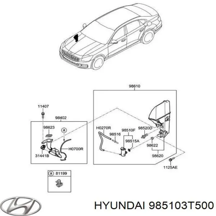 985103T500 Hyundai/Kia Bomba de motor de fluido para lavador de vidro dianteiro