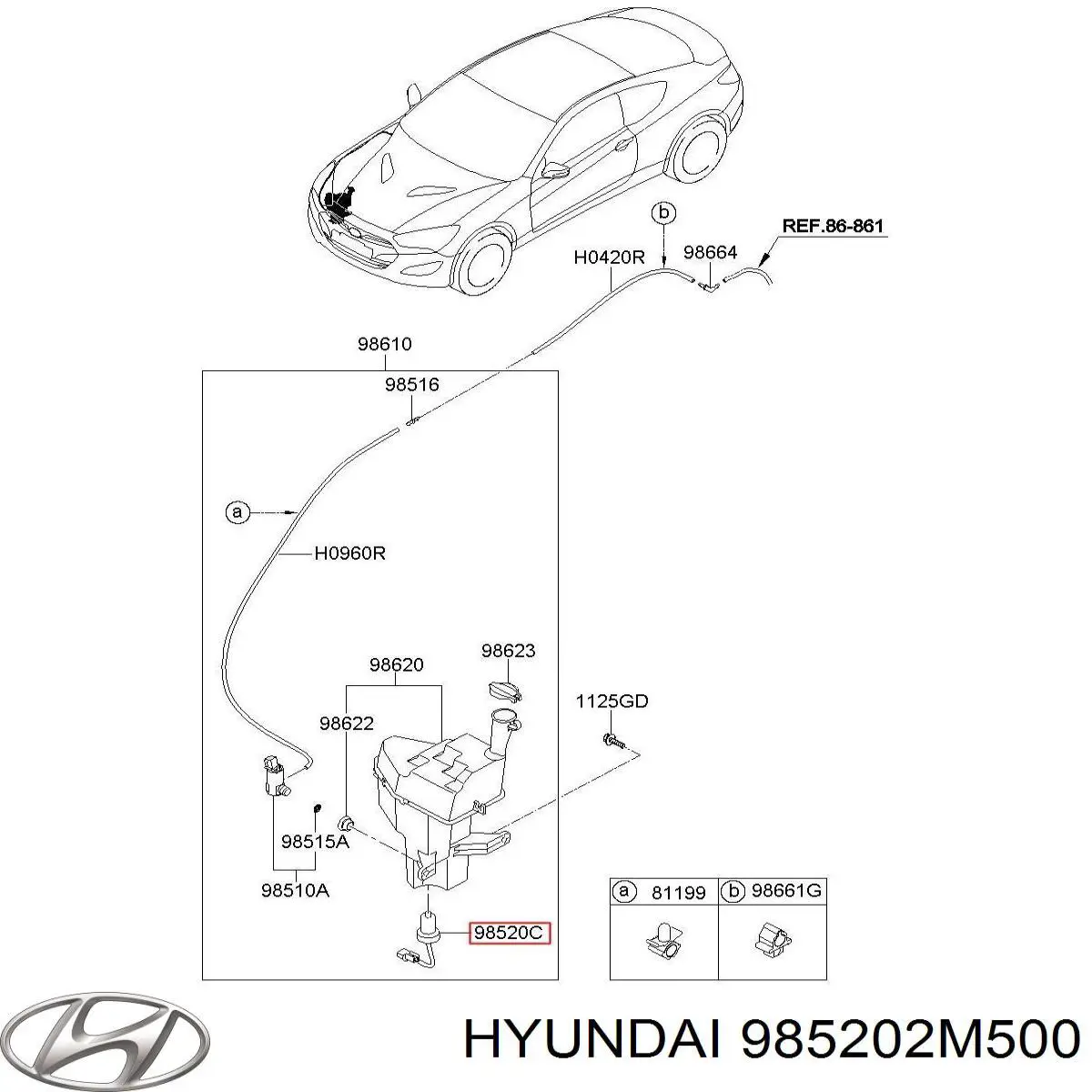 985202M500 Hyundai/Kia Sensor do nível de tanque de lavador de pára-brisas
