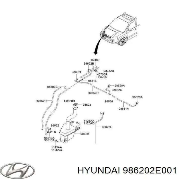 Tanque de fluido para lavador de vidro Hyundai/Kia 986202E001 preço, a partir de 77,85 USD