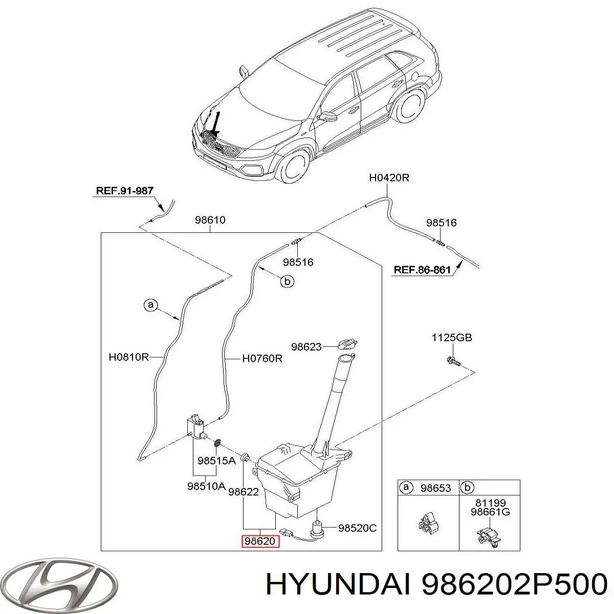  Tanque de fluido para lavador de vidro KIA Sorento II SUV (XM) (2009 - 2014) II