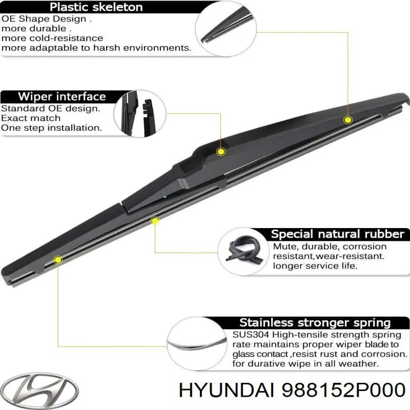 Compre 988152P000 Hyundai/Kia Braço de limpa-pára-brisas de vidro traseiro