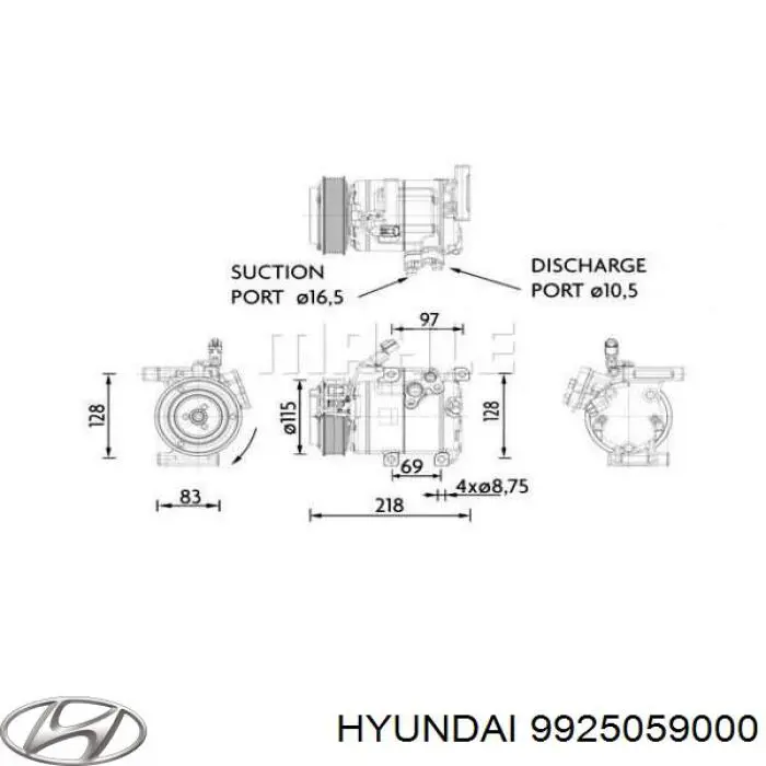 9925059000 Hyundai/Kia Compressor de aparelho de ar condicionado