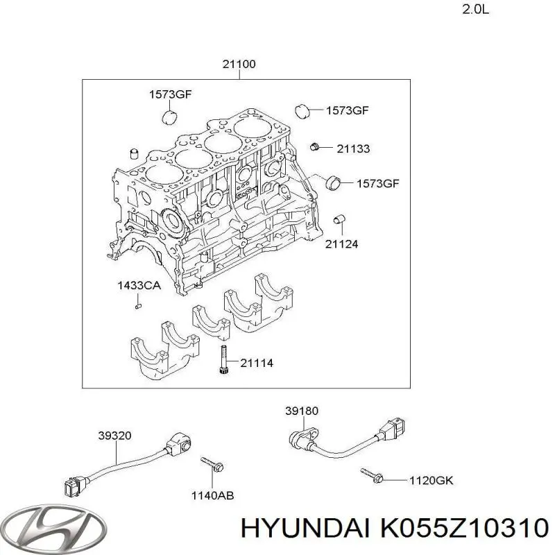 K055Z10310 Hyundai/Kia Bloco de cilindros de motor