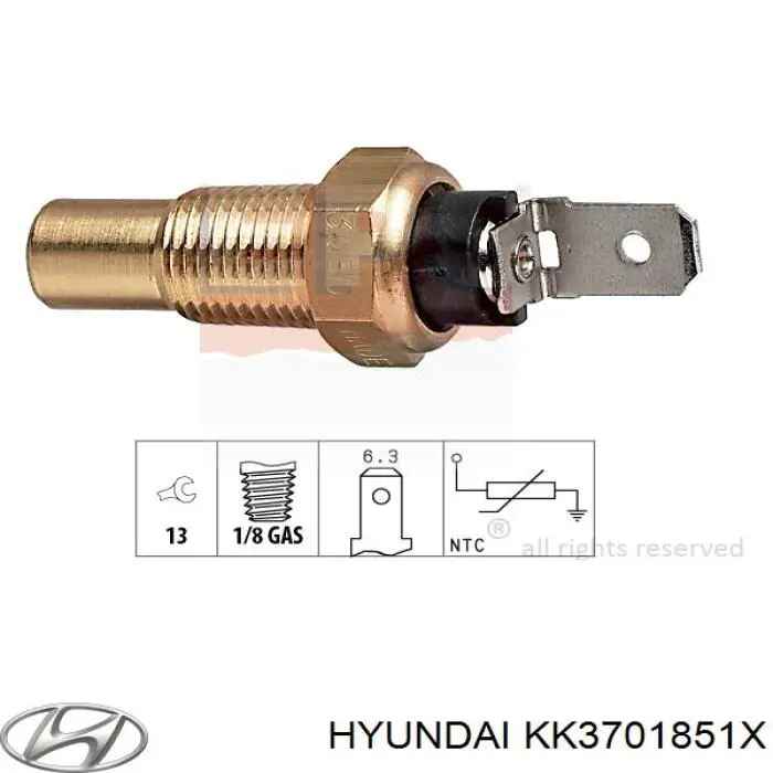KK3701851X Hyundai/Kia Sensor de temperatura do fluido de esfriamento