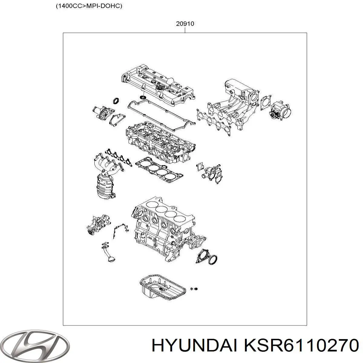 Kit de vedantes de motor completo KSR6110270 Hyundai/Kia