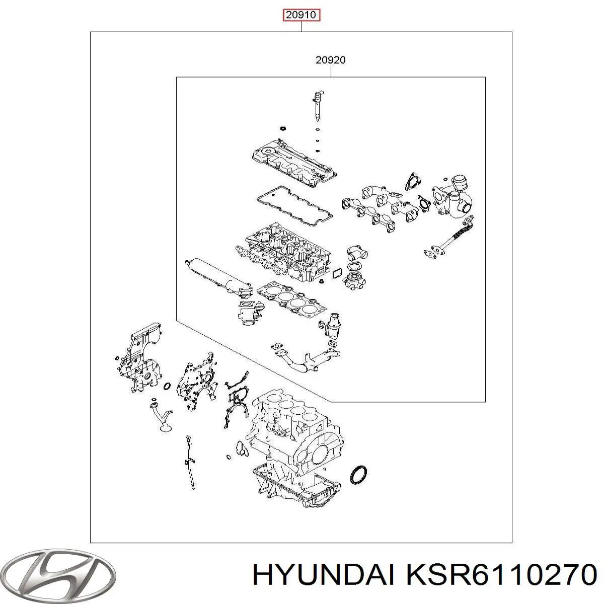 Compre KSR6110270 Hyundai/Kia Kit de vedantes de motor completo