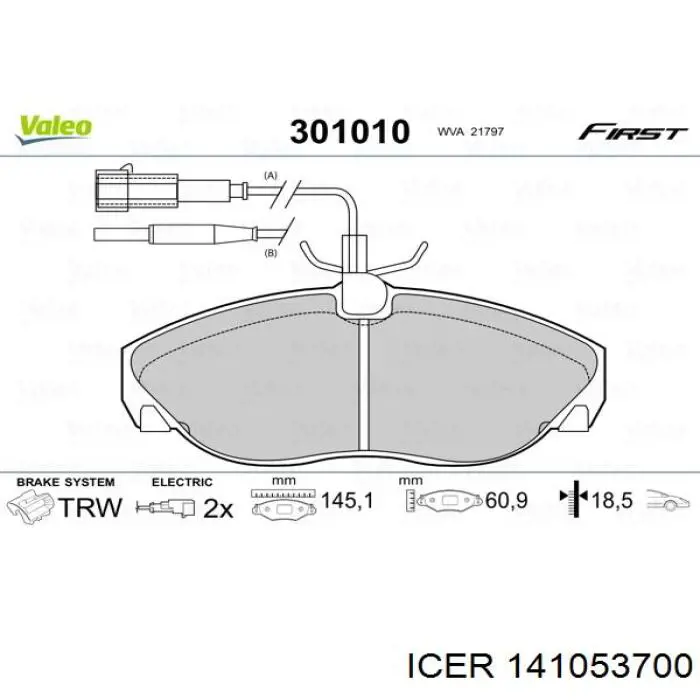 Sapatas do freio dianteiras de disco Icer 141053700 preço, a partir de 41,77 USD