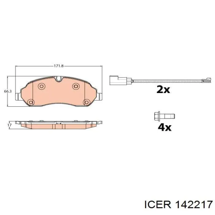 Sapatas do freio dianteiras de disco Icer 142217 preço, a partir de 41,33 USD