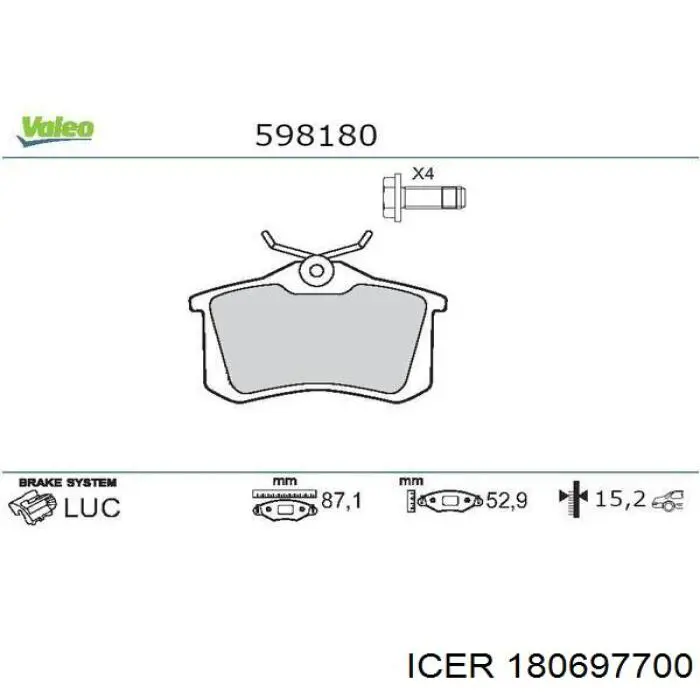 Compre 180697700 Icer Sapatas do freio traseiras de disco