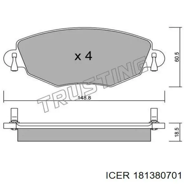 Sapatas do freio dianteiras de disco Icer 181380701 preço, a partir de 32,02 USD
