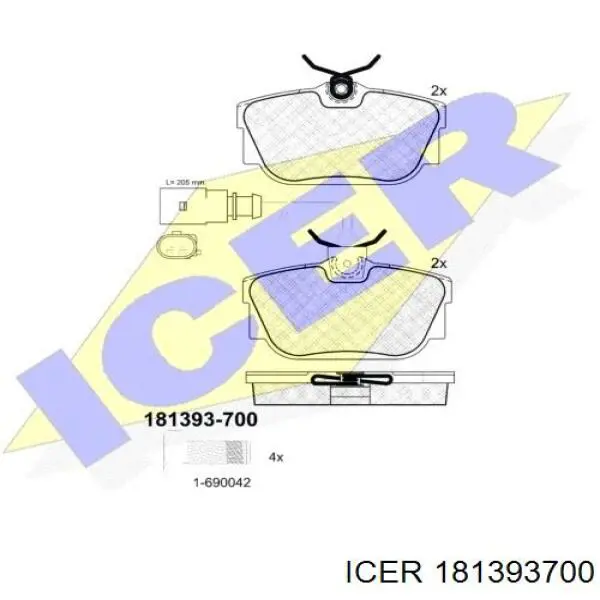 181393700 Icer Sapatas do freio traseiras de disco