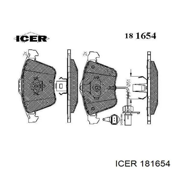 Sapatas do freio dianteiras de disco Icer 181654 preço, a partir de 46,72 USD