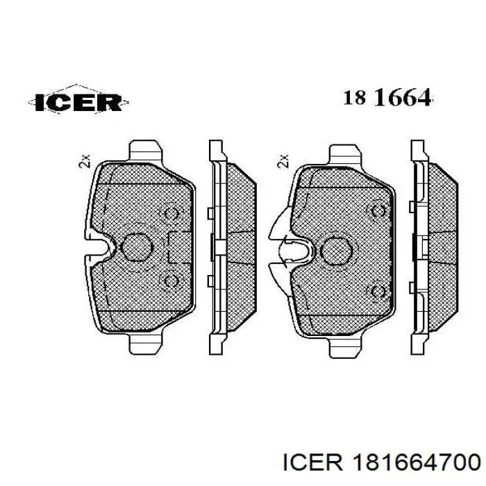 Sapatas do freio traseiras de disco Icer 181664700 preço, a partir de 34,38 USD