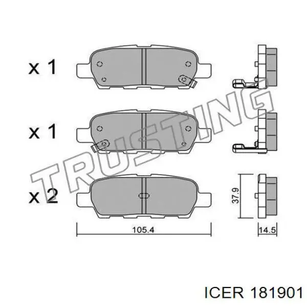 Compre 181901 Icer Sapatas do freio traseiras de disco