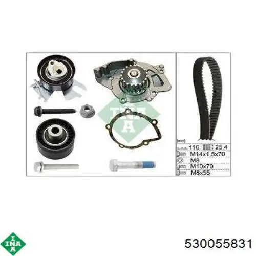 Correia do mecanismo de distribuição de gás, kit INA 530055831 preço, a partir de 127,95 USD