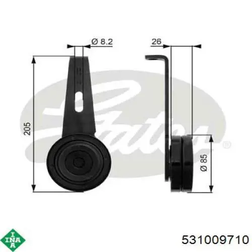 Rolo de reguladora de tensão da correia de transmissão INA 531009710 preço, a partir de 47,04 USD