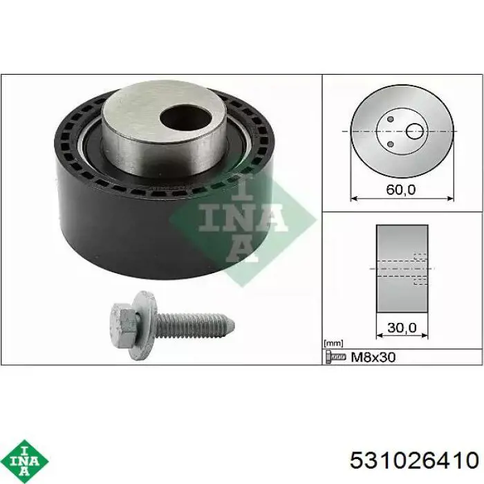 Rolo de reguladora de tensão da correia do mecanismo de distribuição de gás INA 531026410 preço, a partir de 24,91 USD